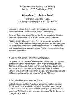 Inhaltszusammenfassung Vortrag