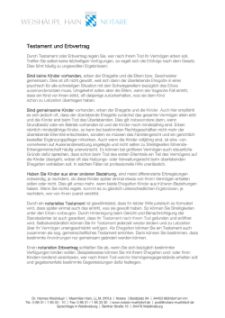 Informationsbrosch&uuml;re Testament und Erbvertrag