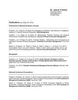 Dr. Julia K. Fr&ouml;hlich Publications (as of May 25th 2015)