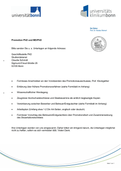 Liste der einzureichenden Unterlagen