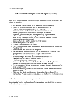 Erforderliche Unterlagen zum Einbürgerungsantrag