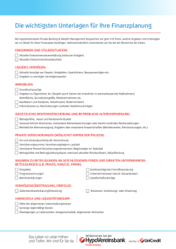 Die wichtigsten Unterlagen f&uuml;r Ihre Finanzplanung