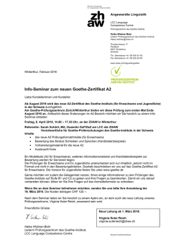 Info-Seminar zum neuen Goethe-Zertifikat A2