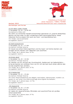 Janet Haarbach, T 08851/924880 Herbst 2015 besucherdienst