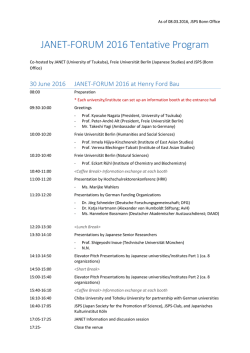 JANET-FORUM 2016 Tentative Program