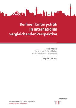 Berliner Kulturpolitik in international vergleichender Perspektive