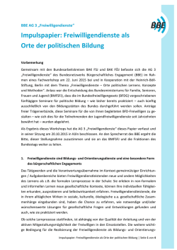 Impulspapier: Freiwilligendienste als Orte der politischen Bildung