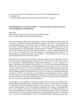 Flucht und Bildung II: „Education in limbo“ – Orte der formalen, non