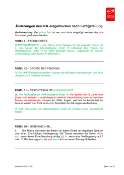 Korrigenda des IIHF-Regelbuches nach Fertigstellung