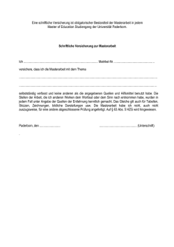 Eine schriftliche Versicherung ist obligatorischer Bestandteil