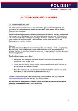 GUTE VERDIENSTM&Ouml;GLICHKEITEN