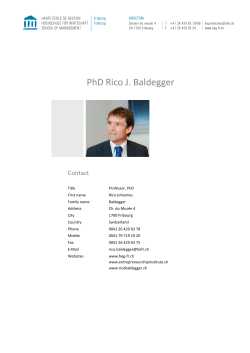 PhD Rico J. Baldegger - Institute for Entrepreneurship