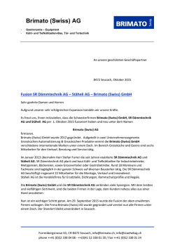 Fusion der SR Dämmtechnik AG, Stäheli AG und Brimato (Swiss)