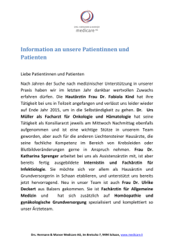 Information an unsere Patientinnen und Patienten