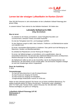 Lehrstelle Seilbahner/in EBA - Luftseilbahn Adliswil Felsenegg