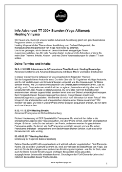 Info Advanced TT 300+ Stunden (Yoga Alliance): Healing Vinyasa