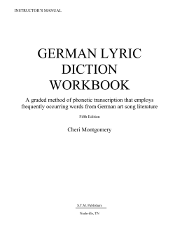 GERMAN LYRIC DICTION WORKBOOK