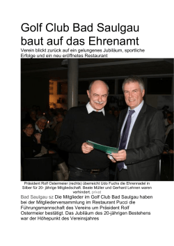 Golf Club Bad Saulgau baut auf das Ehrenamt - Green