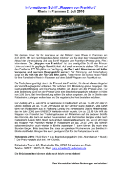 Informationen Schiff &bdquo;Wappen von Frankfurt&ldquo; Rhein in Flammen 2