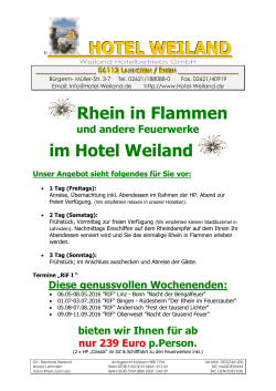 HOTEL WEILAND Rhein in Flammen im Hotel Weiland