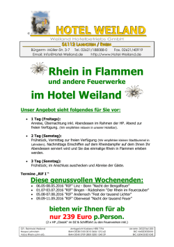 HOTEL WEILAND Rhein in Flammen im Hotel Weiland