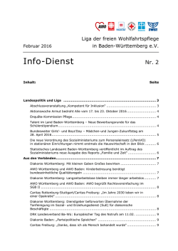 Infodienst Nr. 2 2016 - Liga der freien Wohlfahrtspflege in Baden