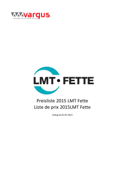 Preisliste 2015 LMT Fette Liste de prix 2015LMT Fette