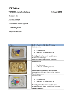 HPS Wetzikon TEACCH Aufgabenkatalog Februar 2016 Beispiele