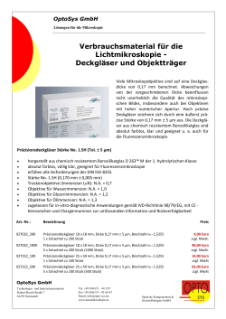 Produktflyer - OptoSys Optische Komponenten & Systemlösungen