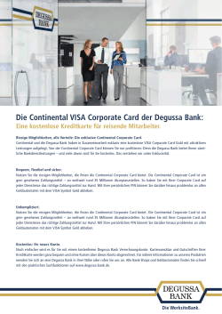 Die Continental VISA Corporate Card der Degussa Bank: