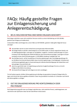 FAQs: Häufig gestellte Fragen zur Einlagensicherung