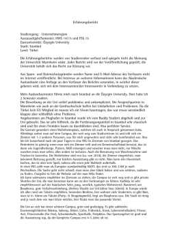HWS 14/15 und FSS 15 Gastuniversität: Özyegin Univer