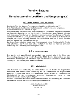 Vereins-Satzung des Tierschutzvereins Leutkirch und Umgebung e.V.