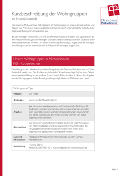 Kurzbeschreibung der Wohngruppen im Intensivbereich in K&ouml;ln und