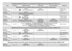 Gottesdienste im Juni und Juli 2015