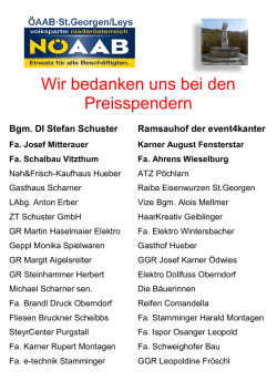 Wir bedanken uns bei den Preisspendern