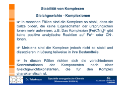 Gleichgewichte - Komplexionen In manchen Fällen sind die