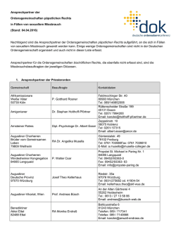 Ansprechpartner der Ordensgemeinschaften päpstlichen Rechts in