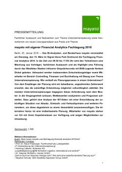 26. Januar 2016 mayato mit eigener Financial Analytics Fachtagung