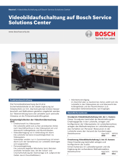 Videobildaufschaltung auf Bosch Service Solutions Center