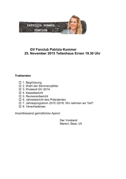 GV Fanclub Patrizia Kummer 25. November 2015 Tellenhaus Ernen