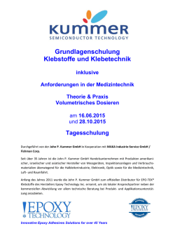 Grundlagenschulung Klebstoffe und Klebetechnik