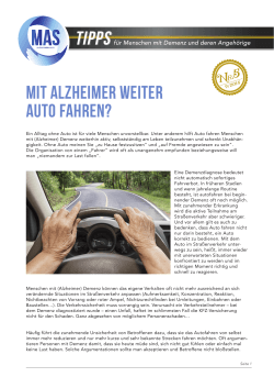 Mit Alzheimer weiter Auto fahren?