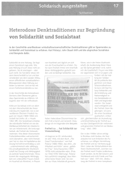 Heterodoxe Denktraditionen zur Begr&uuml;ndung von Solidarit&auml;t und