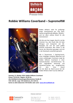 Presse.Robbie Williams Coverband 25.10.2016