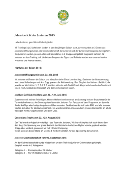 Jahresbericht der Junioren 2015
