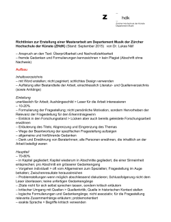 Richtlinien Masterarbeit - Z&uuml;rcher Hochschule der K&uuml;nste