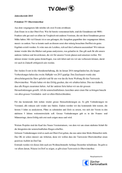 Jahresbericht des Pr&auml;sidenten