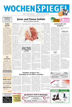 Jonas und emma beliebt - Wochenspiegel Brandenburg