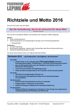 Richtziele und Motto 2016